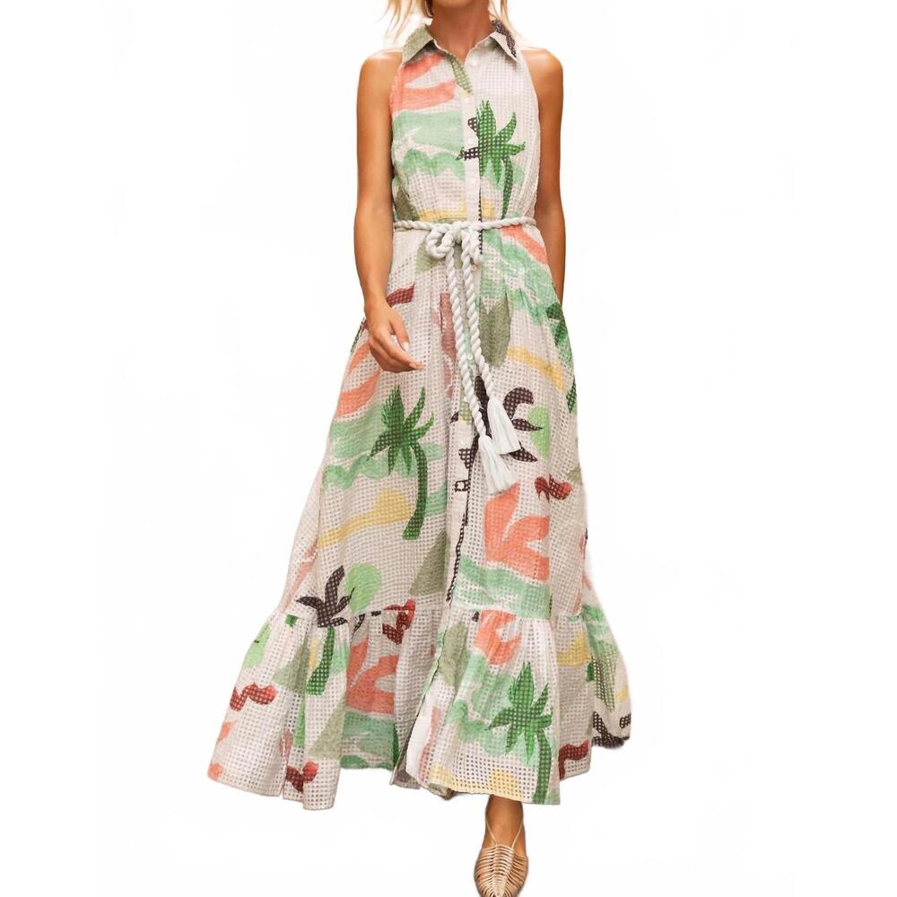 NEW OLIPHANT sleeveless maxi shirt dress in paradiso petal - Picture 5 of 7